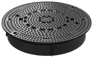 Manhole cover - frame design: Bituplan can be rolled in