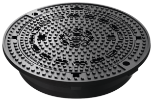 Manhole cover - frame design: Bituplan can be rolled in