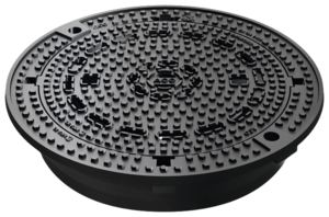 Manhole cover - frame design: Bituplan can be rolled in