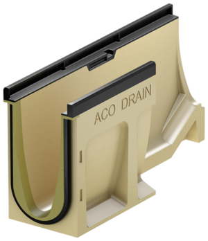 ACO DRAIN® PowerDrain Seal in V 100 G step channel with difference in level (5 cm), 500 mm