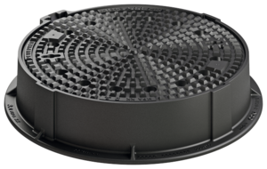 Manhole cover - frame design: Duropren flange foot and cast iron cover