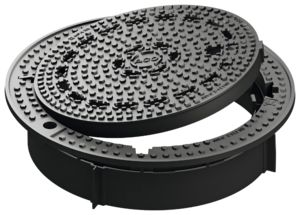 Manhole cover - frame design: Bituplan S can be rolled in