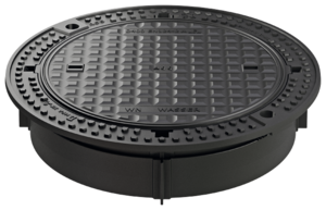 Manhole cover - frame design: Bituplan can be rolled in