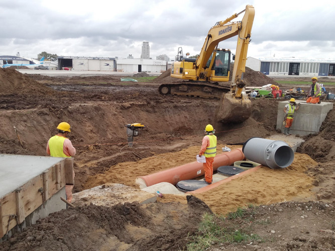 Separator installation work in the excavation area